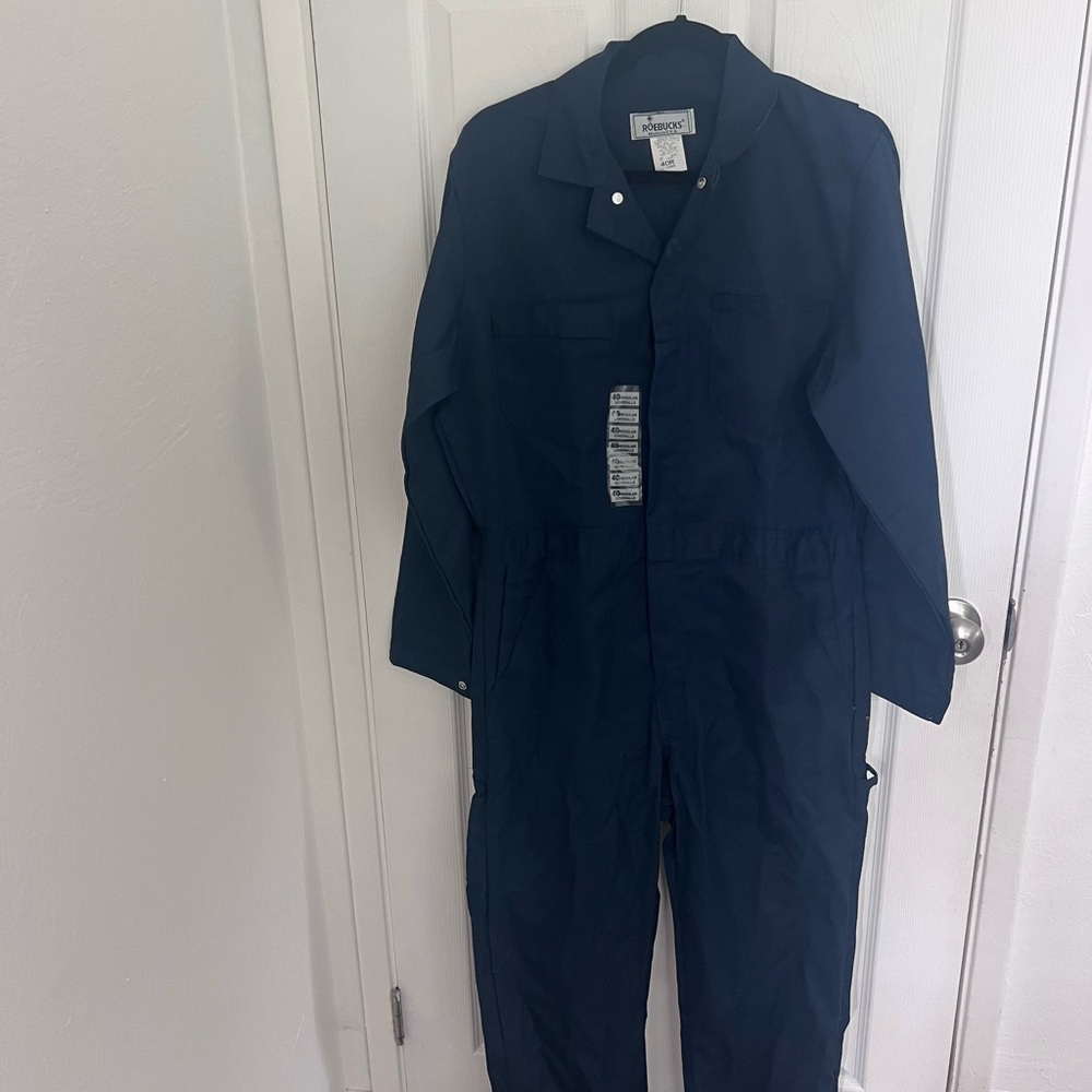 VTG Roebucks Coveralls Men's 40R Blue Mechanic Work‎ Wear